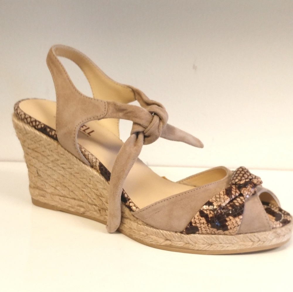 Wedge Espadrilles Suede Sand/leather Pitone